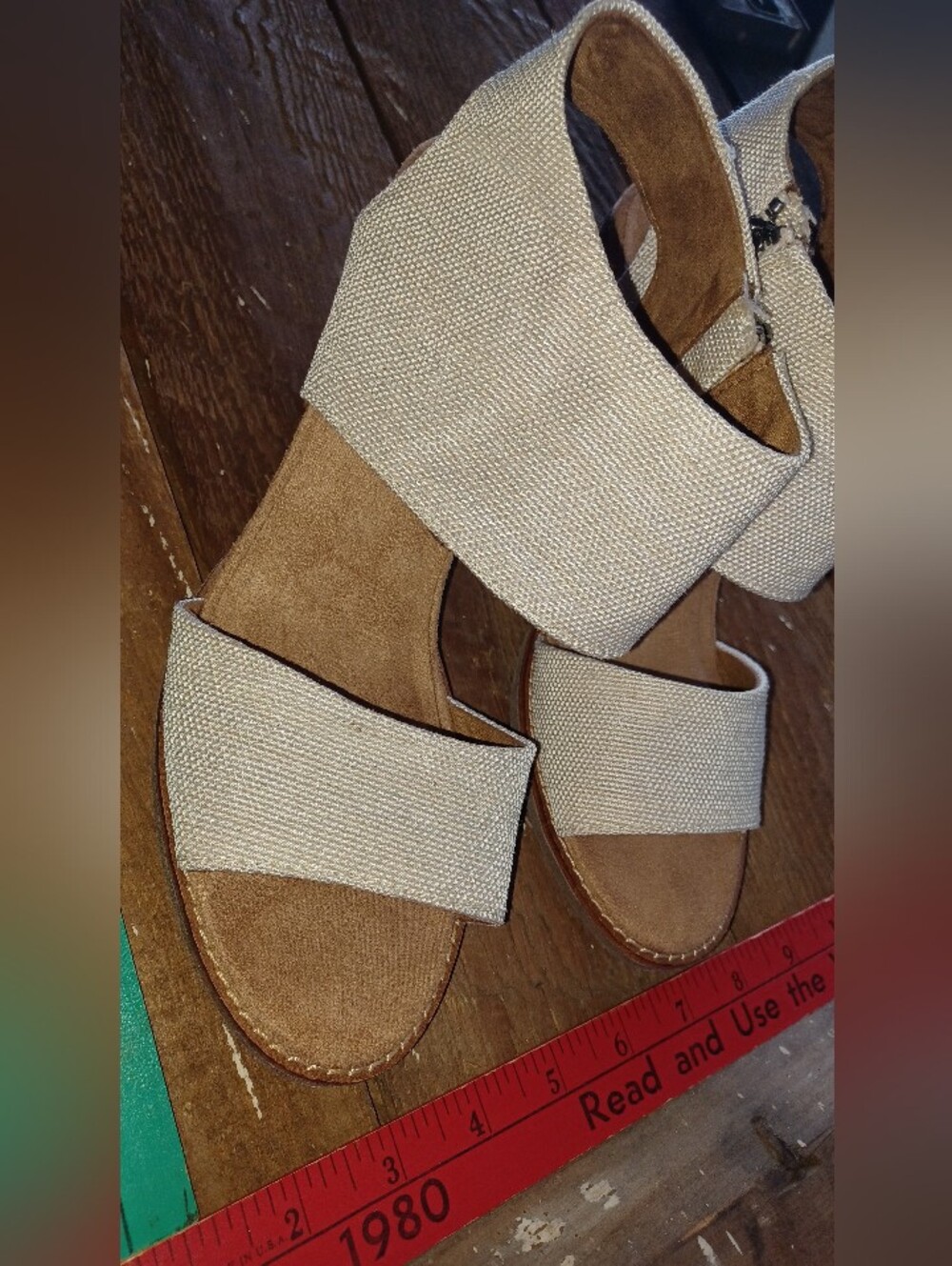 Toms Beige Wide-Band Wedge Sandal Women's 8.5 TOMS Majorca Cutout Sandals